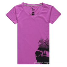 Mode gedruckt V-Ausschnitt T-Shirt für Frauen
